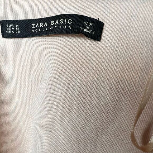 Zara Basic Collection Pink Lace Midi Dress Sleeveless Ruffle Trim Size M (040) - Picture 13 of 16